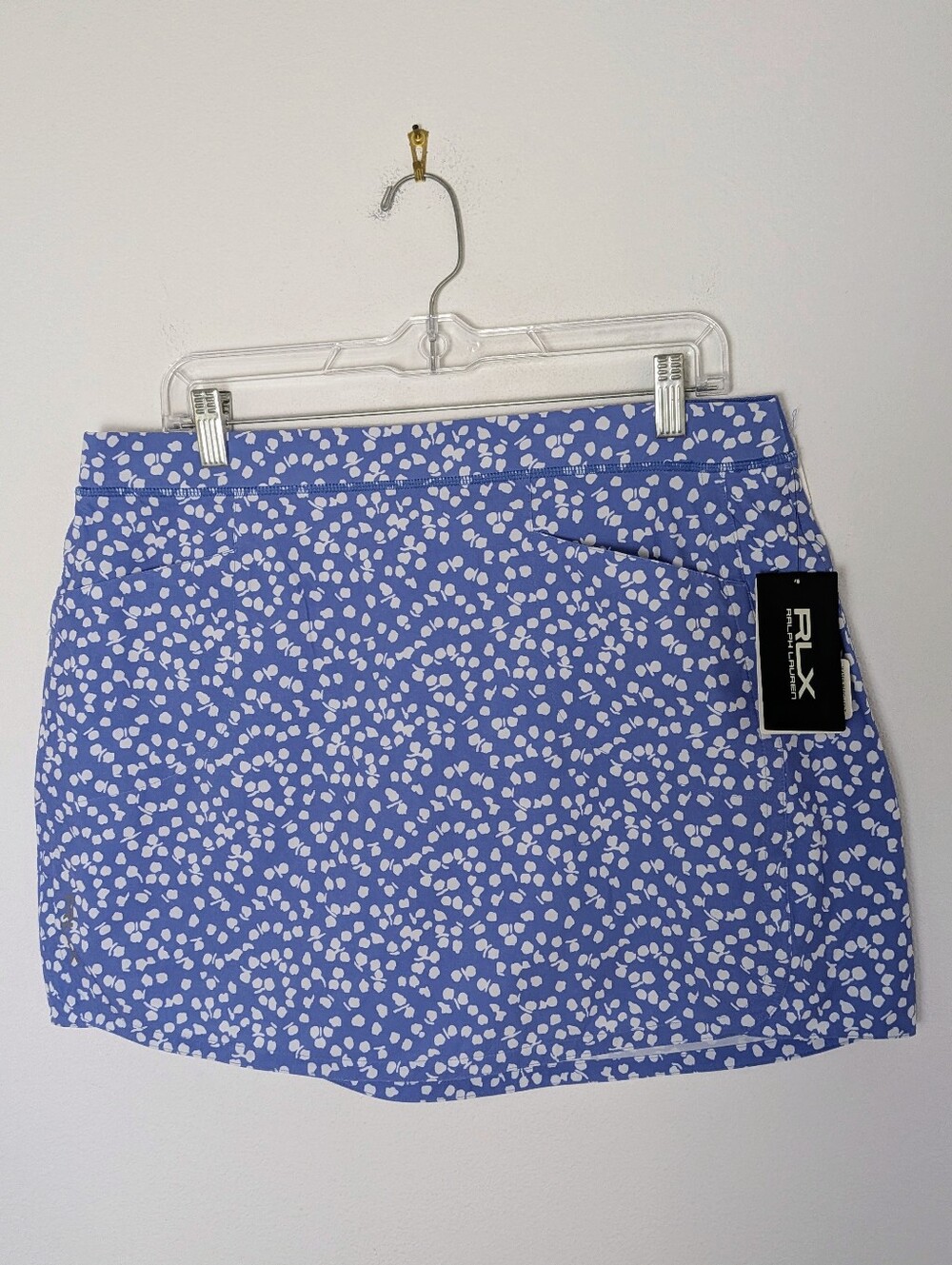NWT RALPH LAUREN RLX blue White skirt short skort golf tennis Pickleball Sz L - Picture 2 of 16